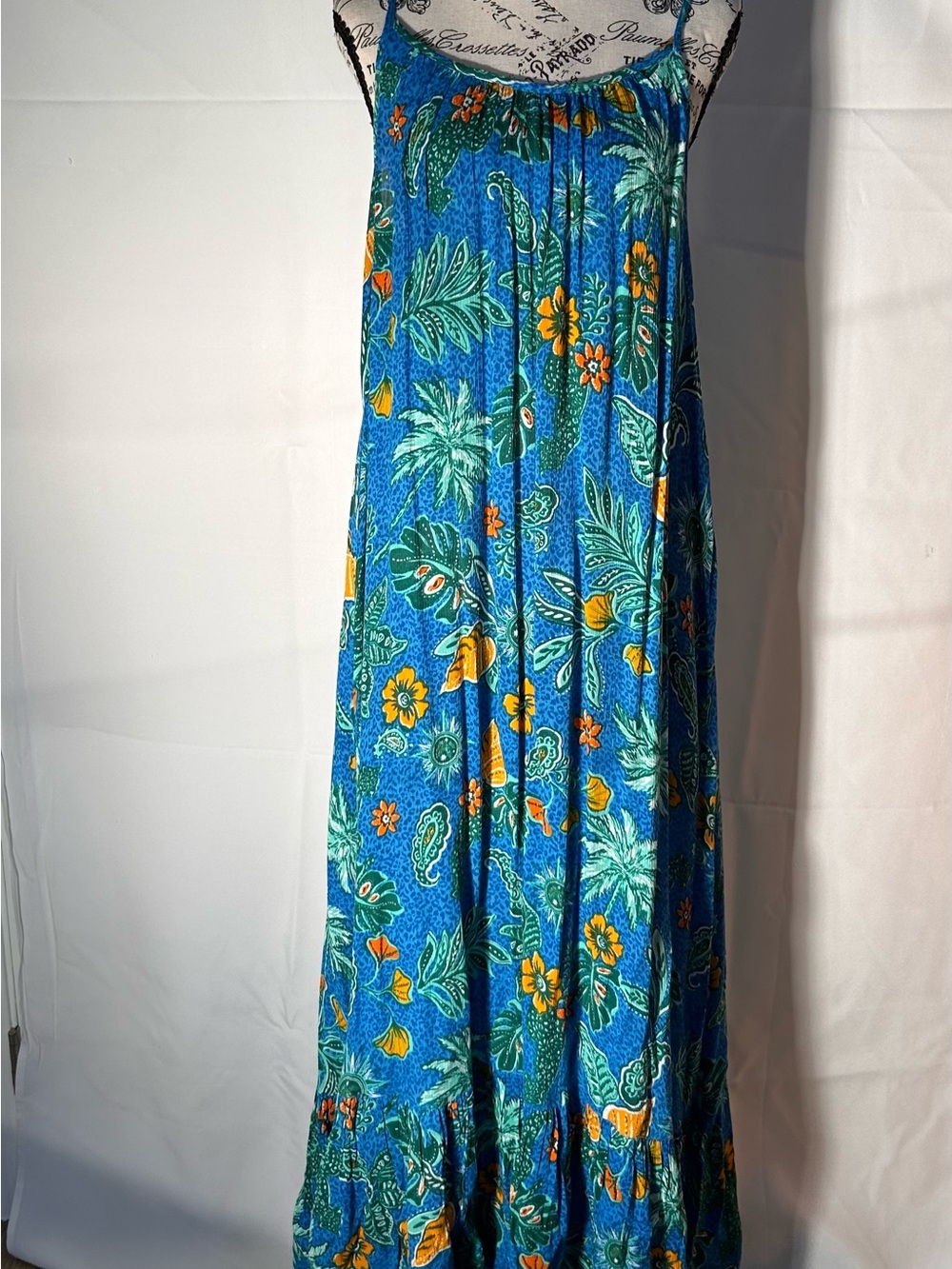 Japna Blue Tropical Print Beachwear maxi dress